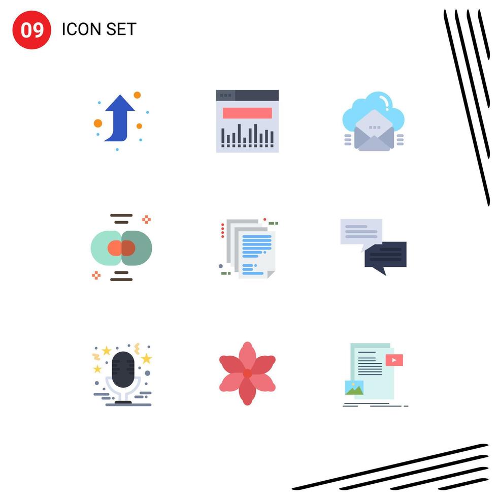 Universal Icon Symbols Group of 9 Modern Flat Colors of document division email chemistry biology Editable Vector Design Elements