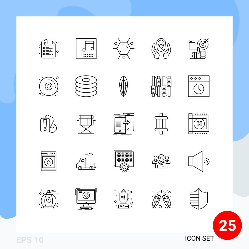 Universal Icon Symbols Group of 25 Modern Lines of user target molecule child child care Editable Vector Design Elements