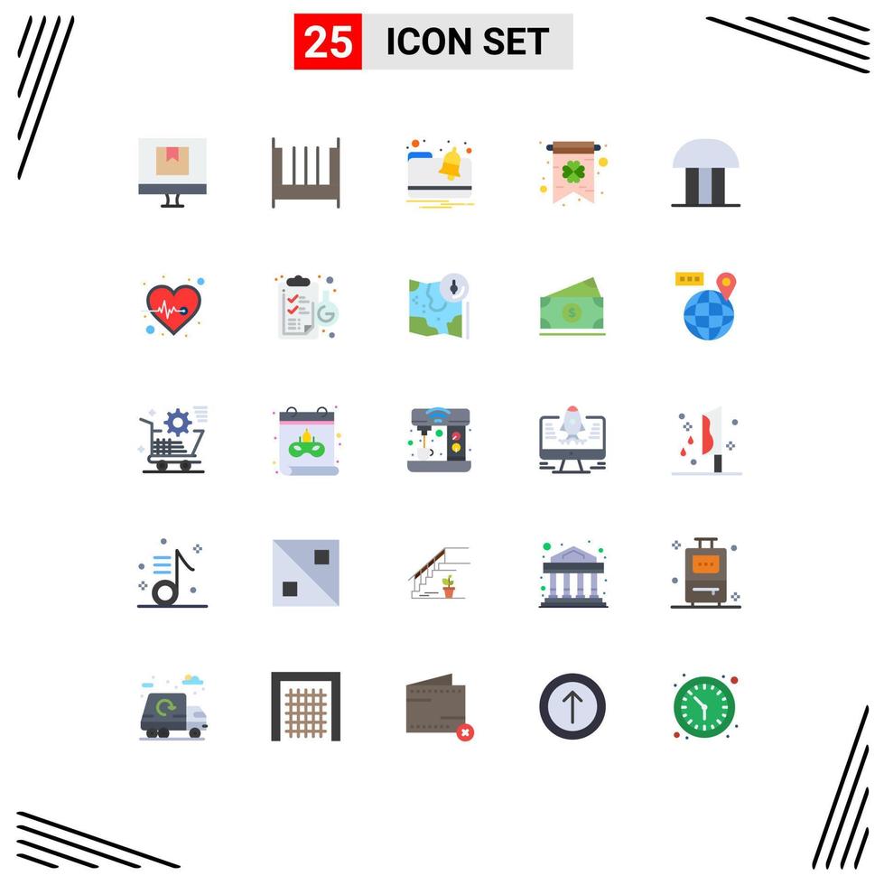 Modern Set of 25 Flat Colors Pictograph of court building building interior greeting card card Editable Vector Design Elements