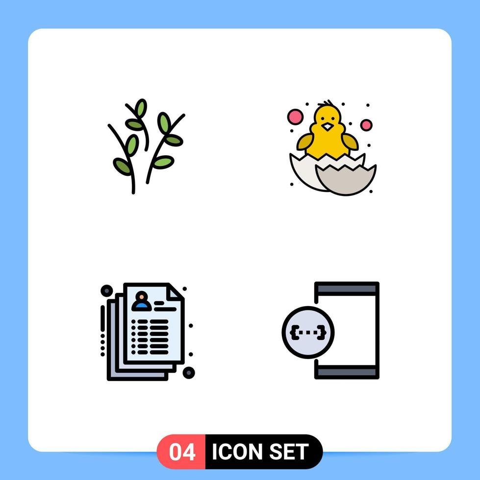 Stock Vector Icon Pack of 4 Line Signs and Symbols for buds health nature easter record Editable Vector Design Elements