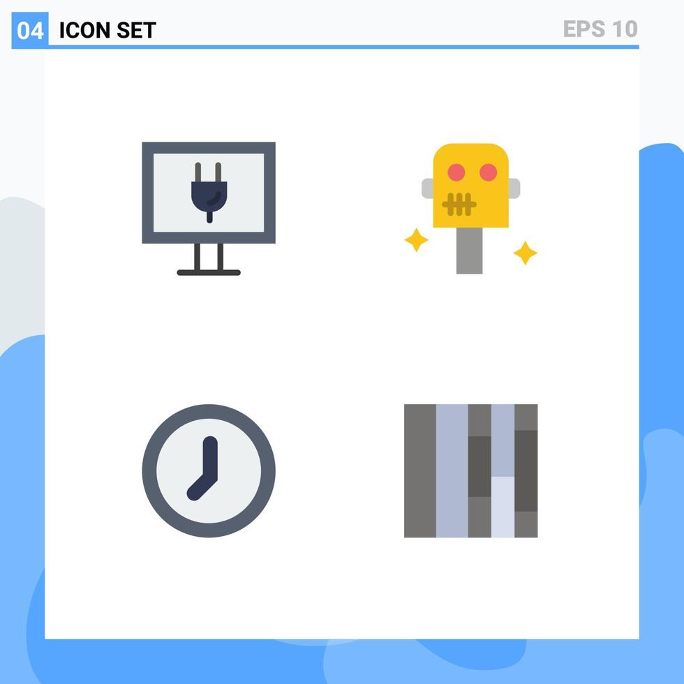 Editable Vector Line Pack of 4 Simple Flat Icons of entertainment user space clock gird Editable Vector Design Elements