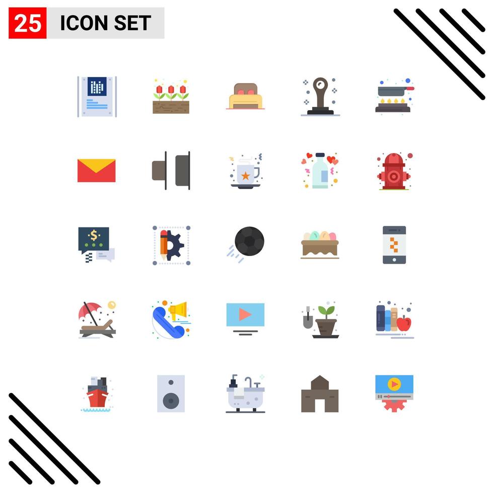 Universal Icon Symbols Group of 25 Modern Flat Colors of pan cook bed stationery office Editable Vector Design Elements