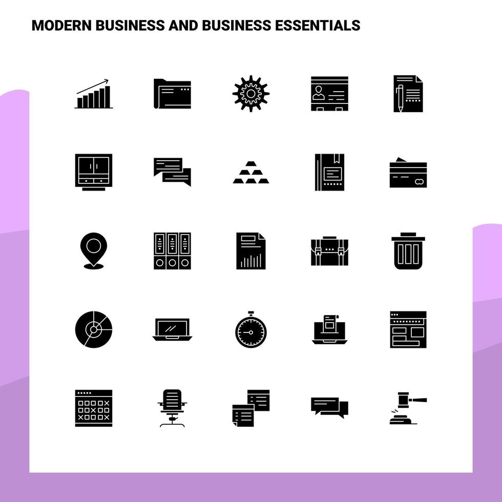 25 Modern Business and business essentials Icon set Solid Glyph Icon Vector Illustration Template For Web and Mobile Ideas for business company