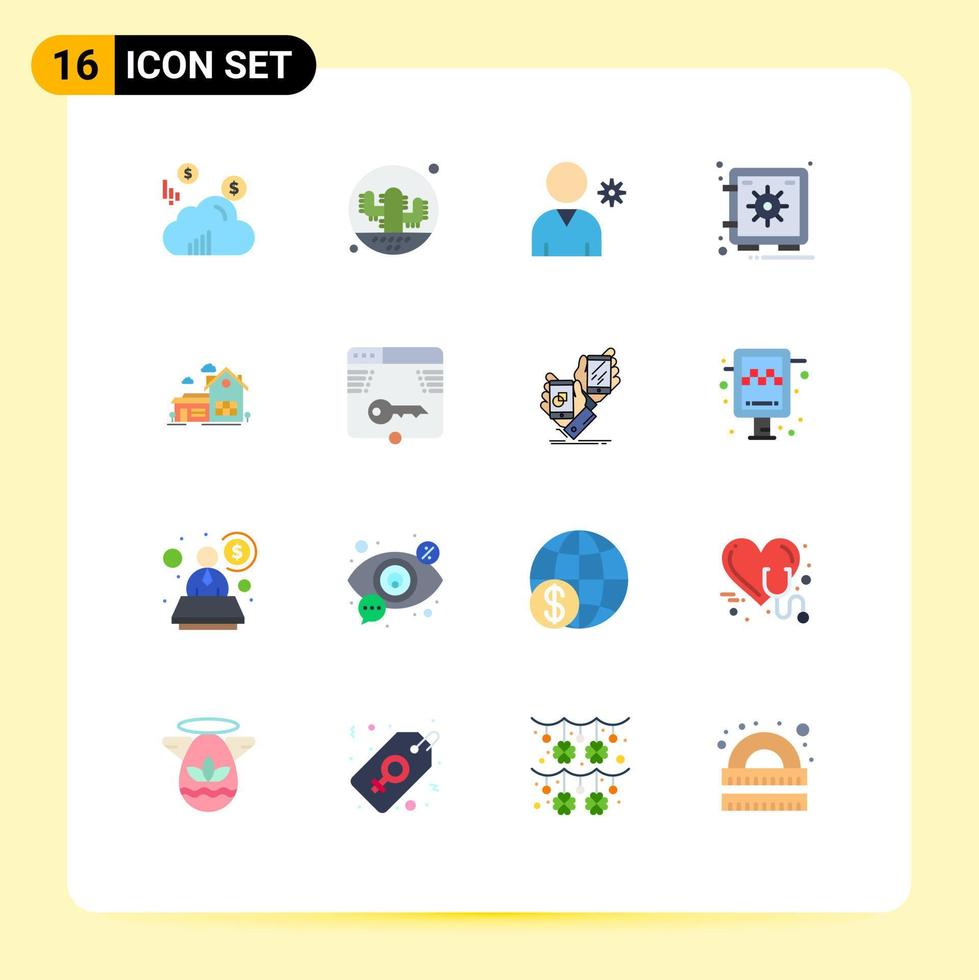conjunto de 16 iconos modernos de la interfaz de usuario signos de símbolos para los controles del hogar espacial paquete editable seguro de la bóveda de elementos de diseño de vectores creativos