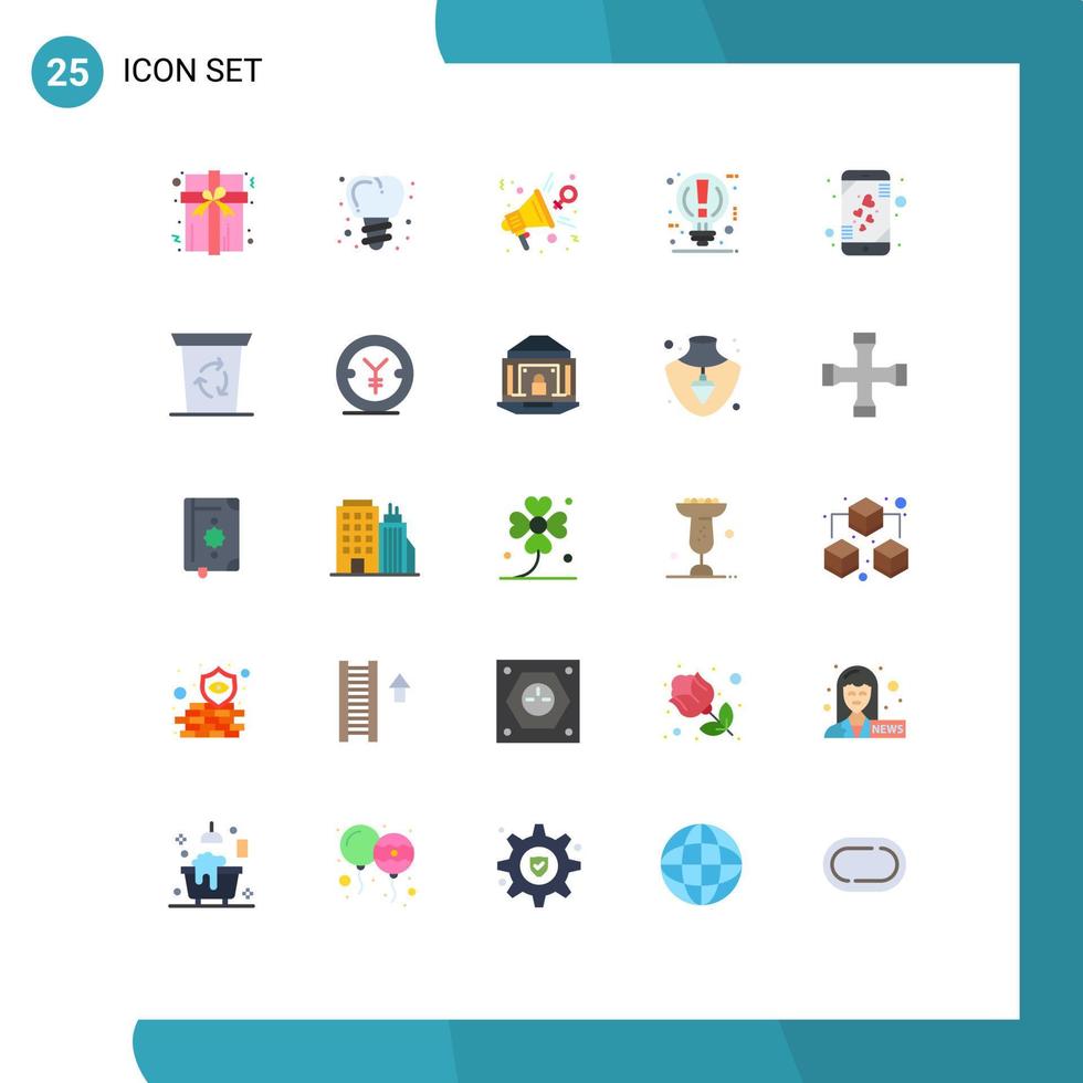 Set of 25 Modern UI Icons Symbols Signs for love pause opinion power idea Editable Vector Design Elements