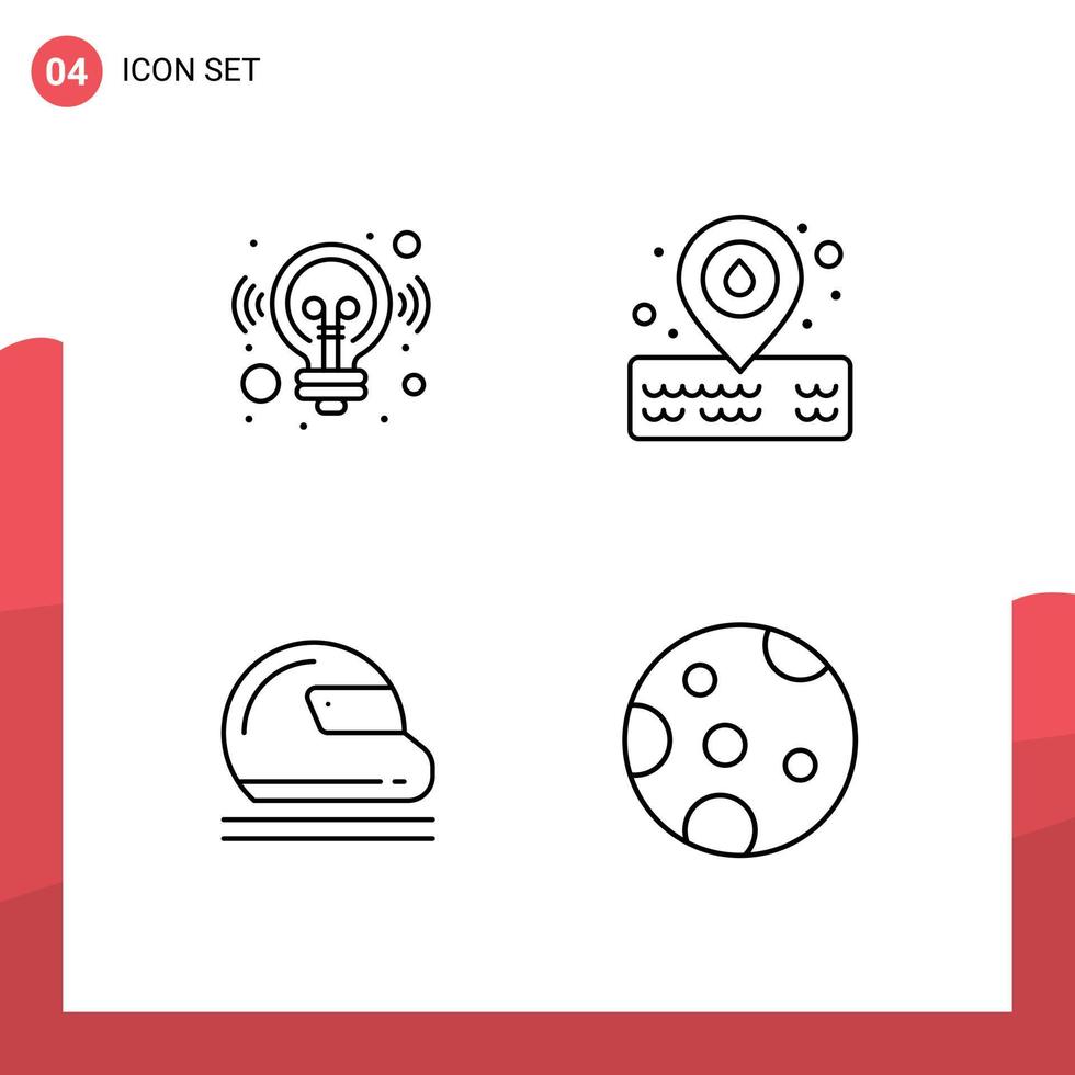 Stock Vector Icon Pack of 4 Line Signs and Symbols for idea safety solution park sport Editable Vector Design Elements