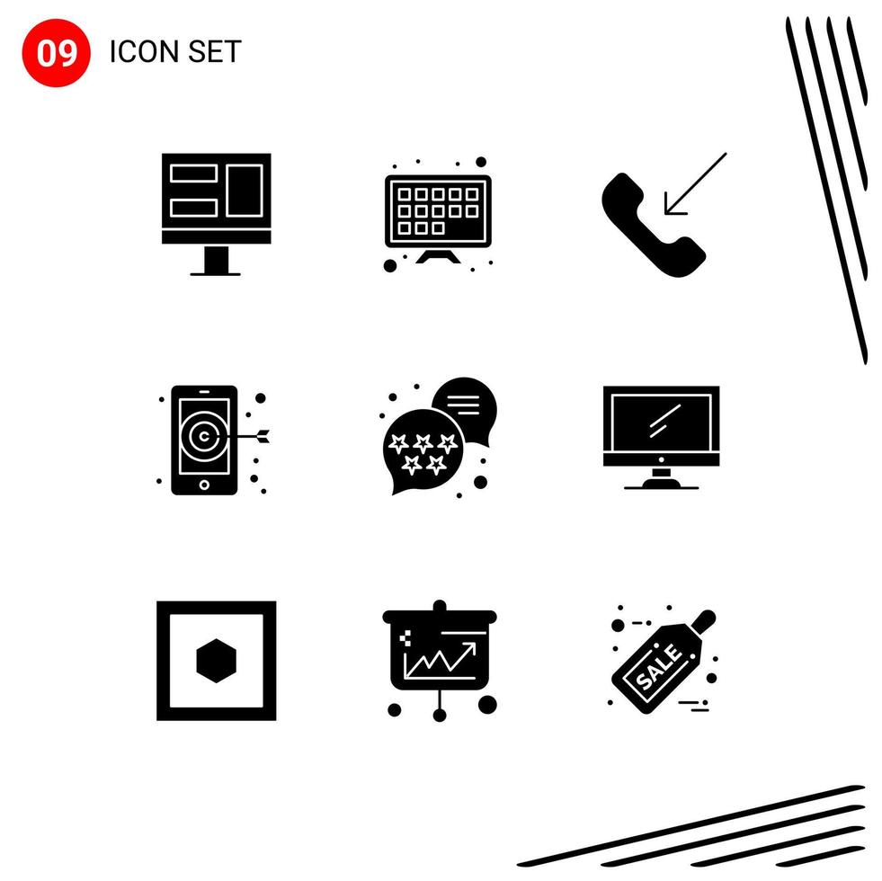 9 Creative Icons Modern Signs and Symbols of monitor rating outgoing rank smartphone Editable Vector Design Elements