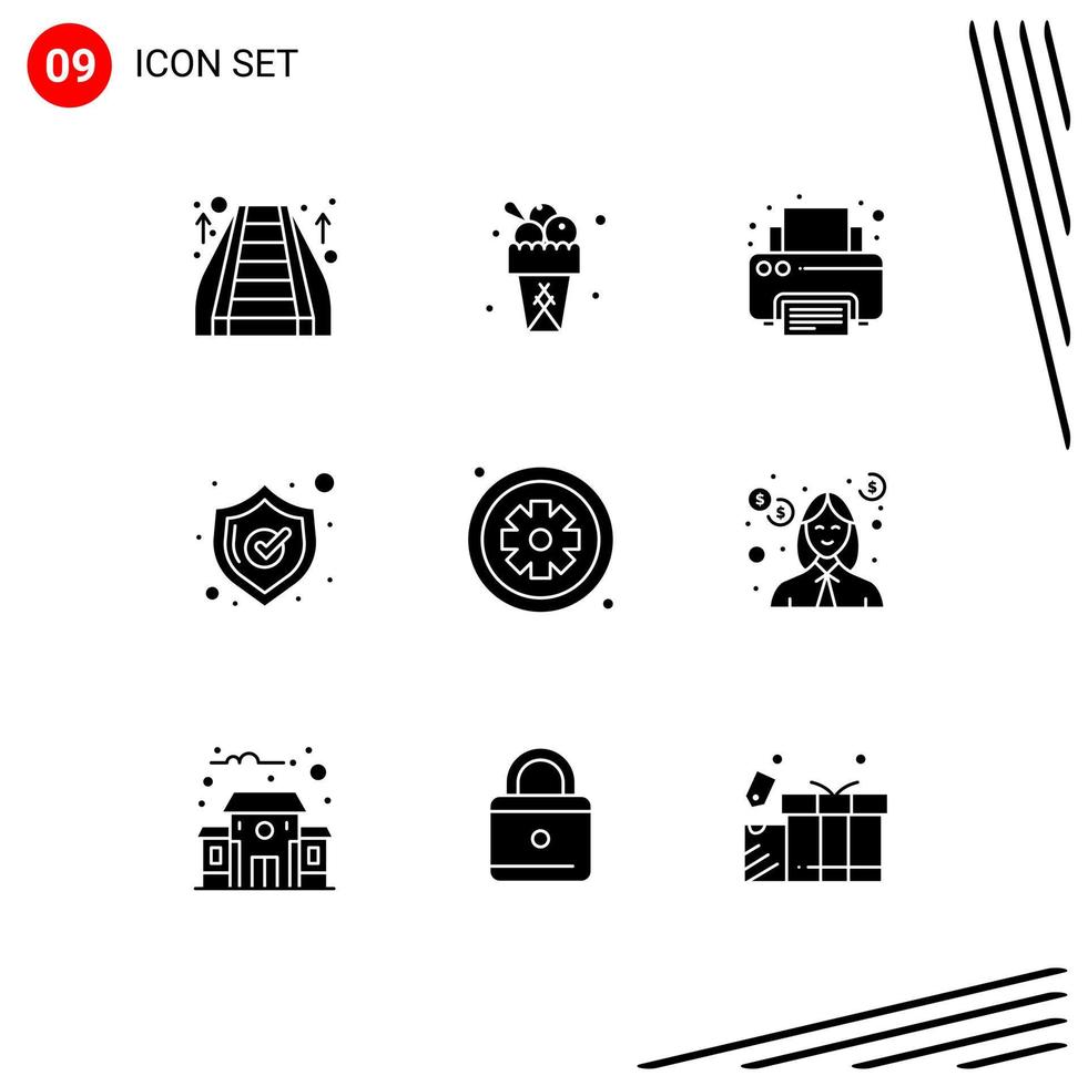 Stock Vector Icon Pack of 9 Line Signs and Symbols for healthcare asterisk fax shopping safety Editable Vector Design Elements