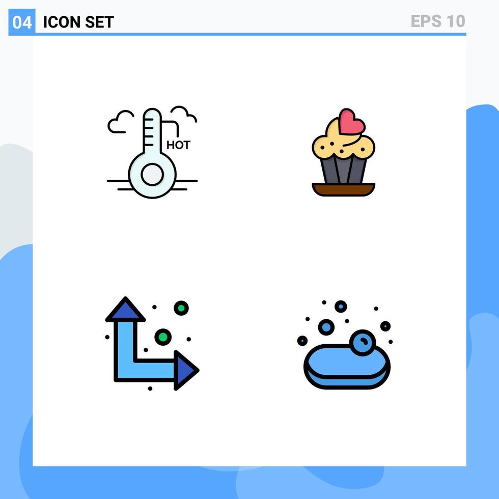 Stock Vector Icon Pack of 4 Line Signs and Symbols for temperature up down update love shopping Editable Vector Design Elements
