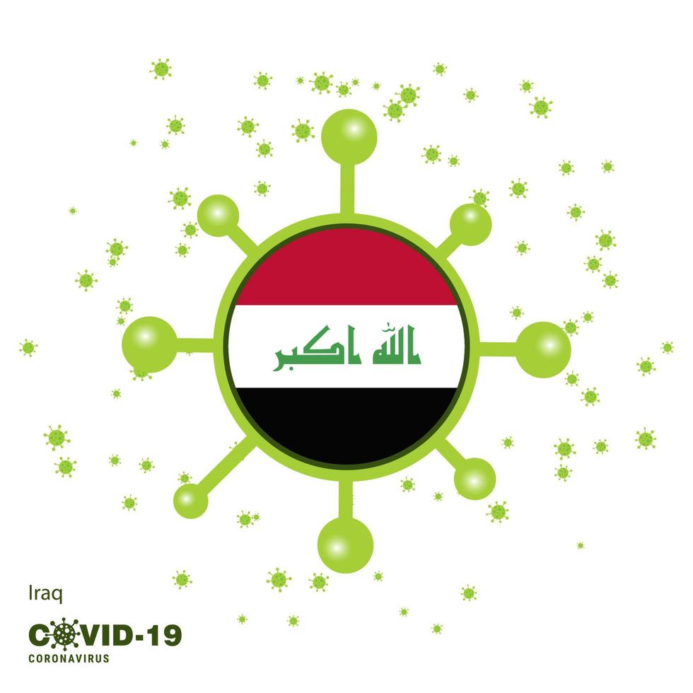 Iraq Coronavius Flag Awareness Background Stay home Stay Healthy Take care of your own health Pray for Country vector