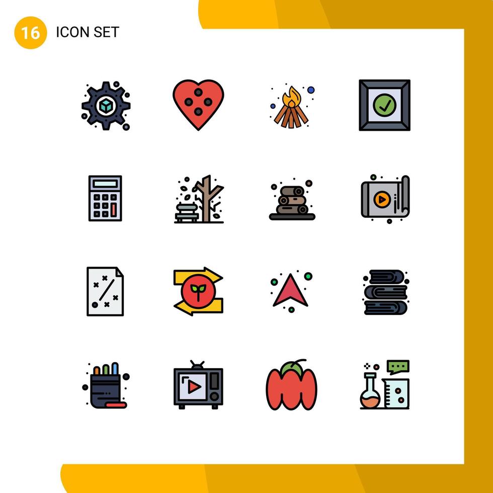 16 Flat Color Filled Line concept for Websites Mobile and Apps fall math fire calculate product Editable Creative Vector Design Elements