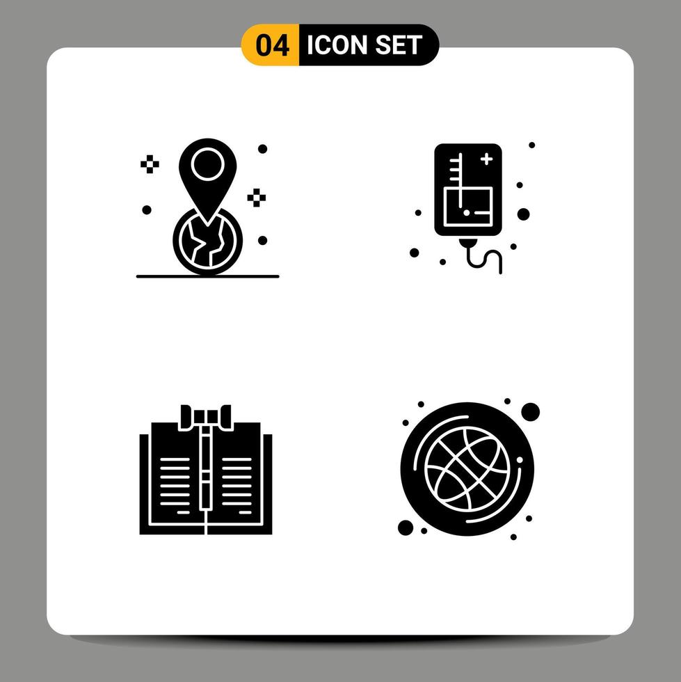 Stock Vector Icon Pack of 4 Line Signs and Symbols for geolocation copyright pin iv law Editable Vector Design Elements