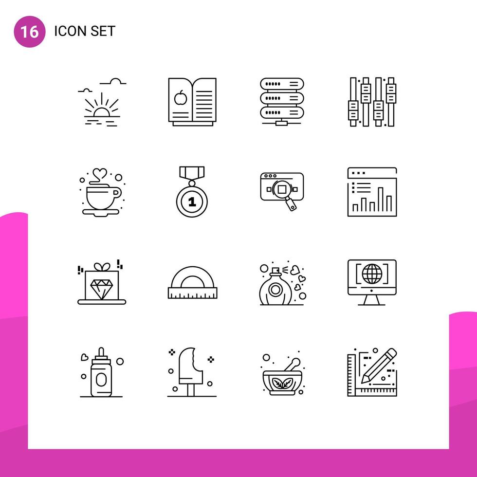 paquete de 16 contornos creativos de los mejores elementos de diseño de vectores editables del ecualizador de taza de la red de amor