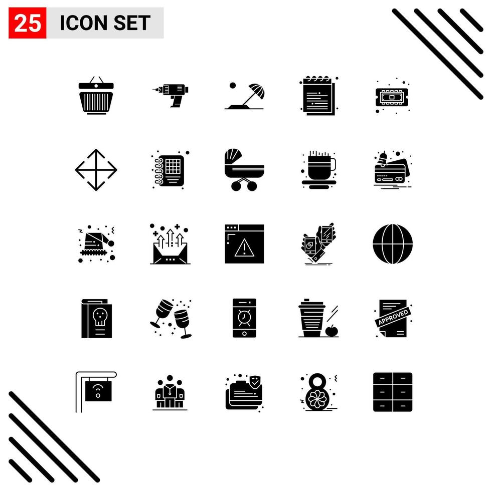 Set of 25 Modern UI Icons Symbols Signs for university notes electronics education sun Editable Vector Design Elements