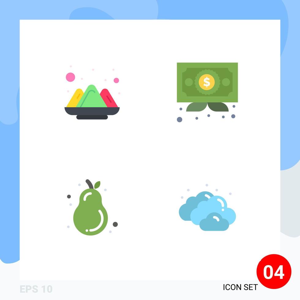 paquete de interfaz de usuario de 4 iconos planos básicos de color aguacate polvo diploma verano elementos de diseño vectorial editables vector