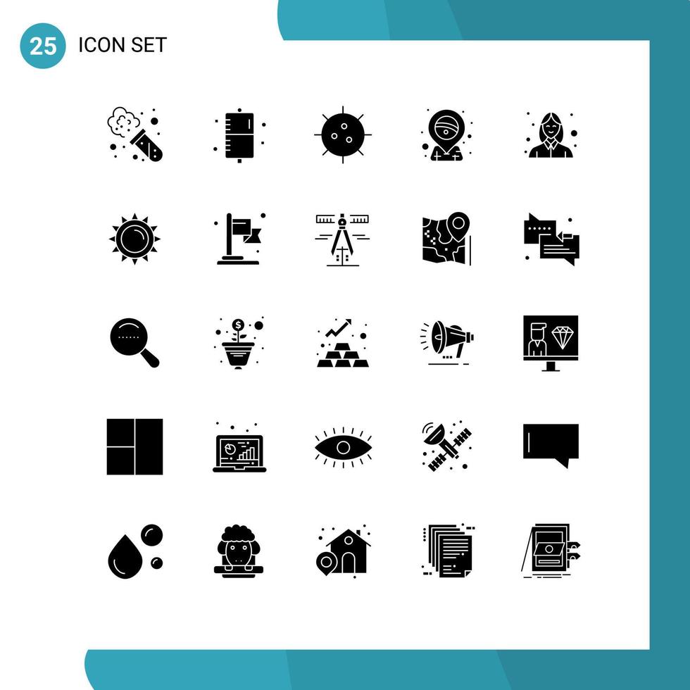 25 Universal Solid Glyph Signs Symbols of avatar pin bacteria carnival germ Editable Vector Design Elements