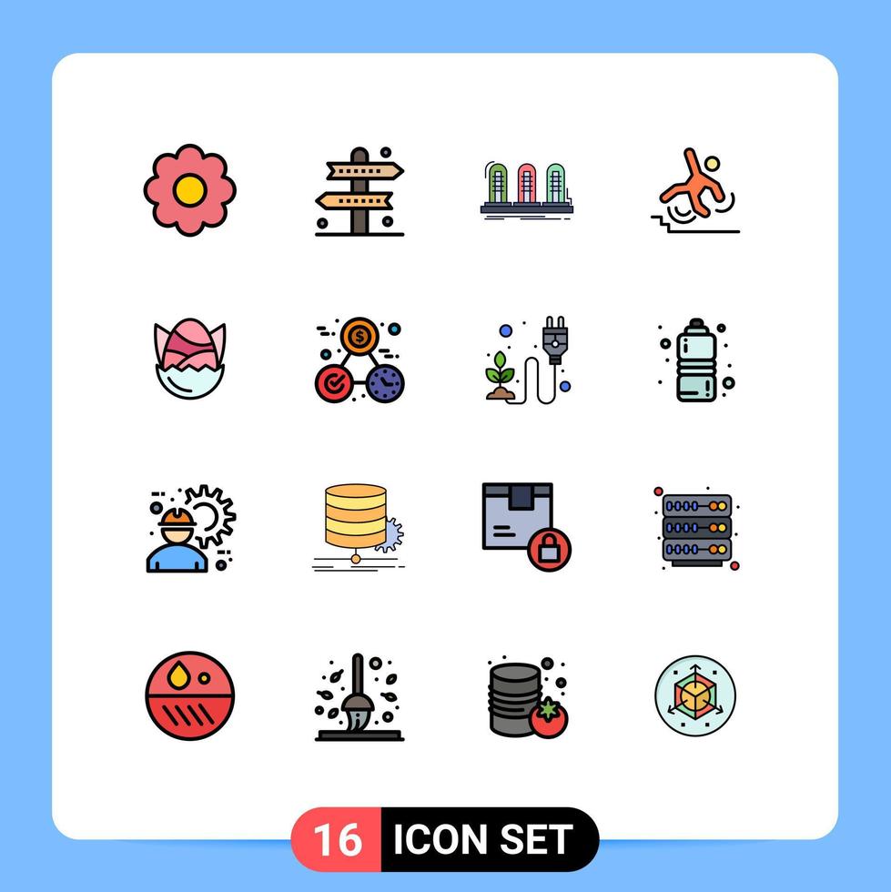 Set of 16 Modern UI Icons Symbols Signs for fall failed amplifier crash tube Editable Creative Vector Design Elements