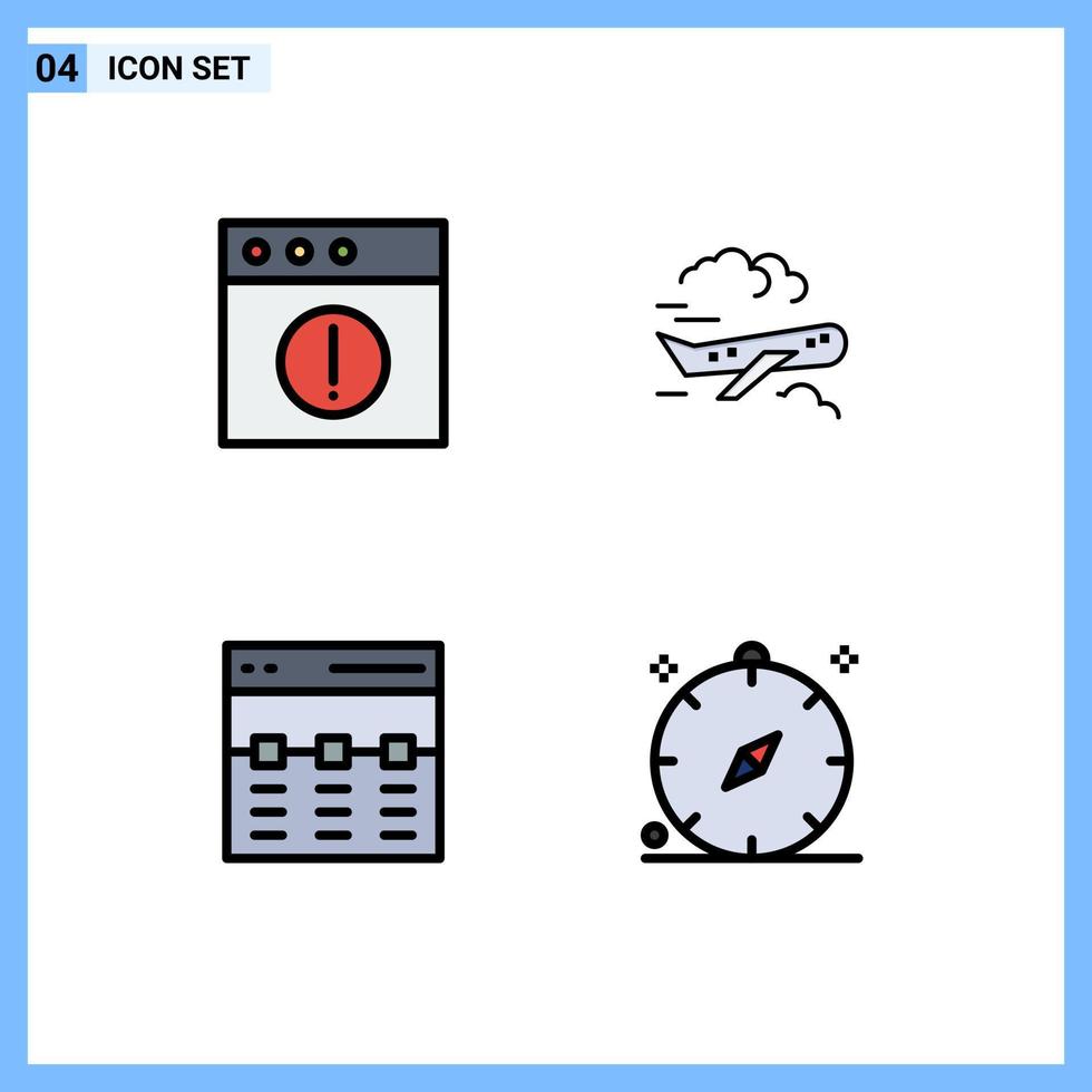 Modern Set of 4 Filledline Flat Colors and symbols such as alert hero air fly interface Editable Vector Design Elements