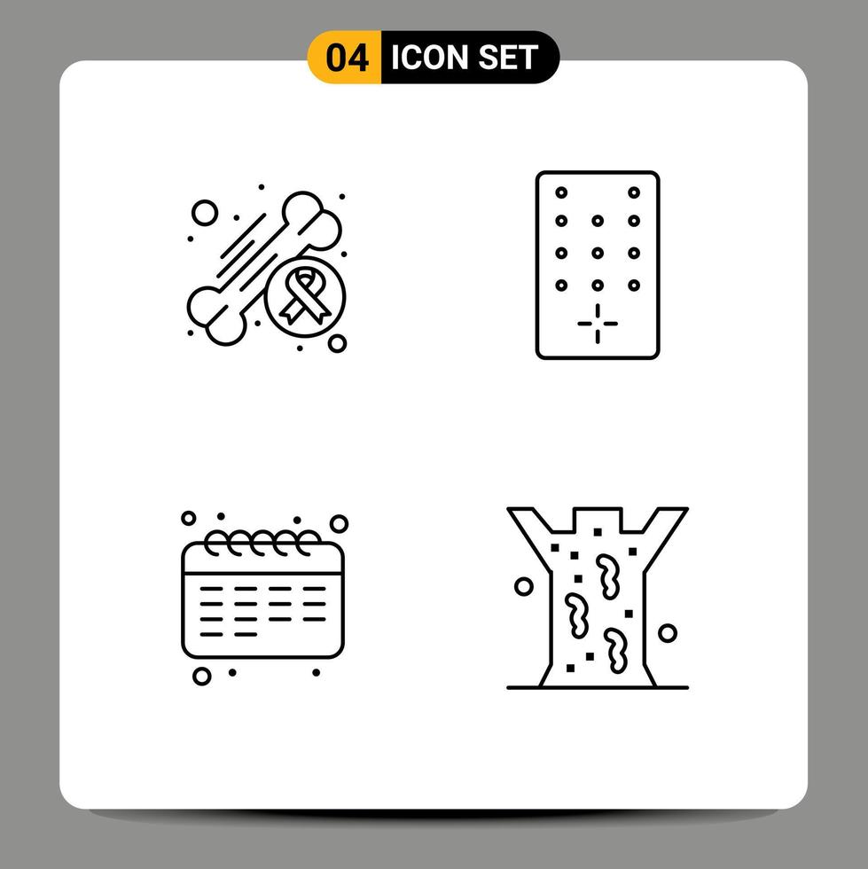 Pictogram Set of 4 Simple Filledline Flat Colors of awareness education day remote student Editable Vector Design Elements