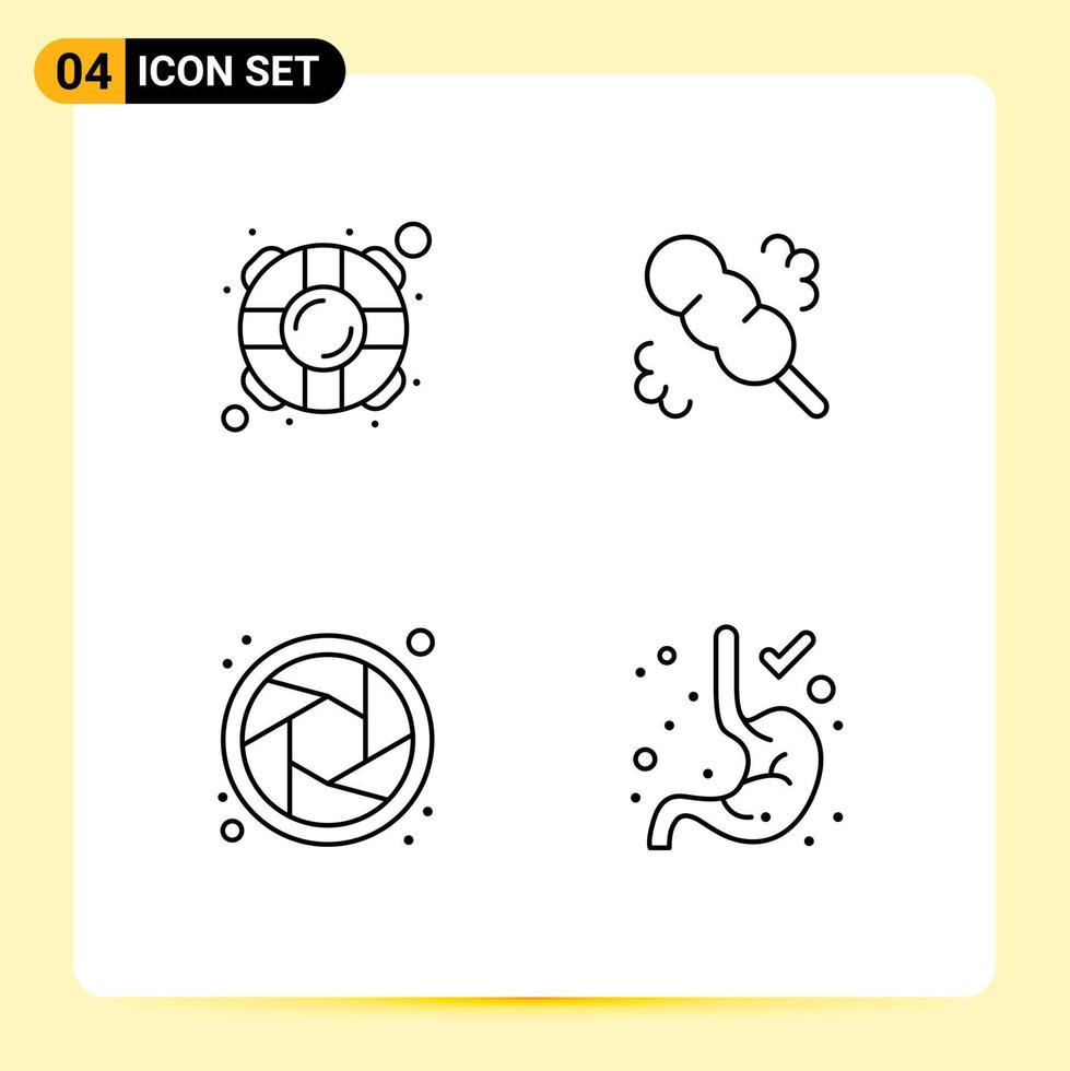 Editable Vector Line Pack of 4 Simple Filledline Flat Colors of help shutter safety wash gastroenterology Editable Vector Design Elements