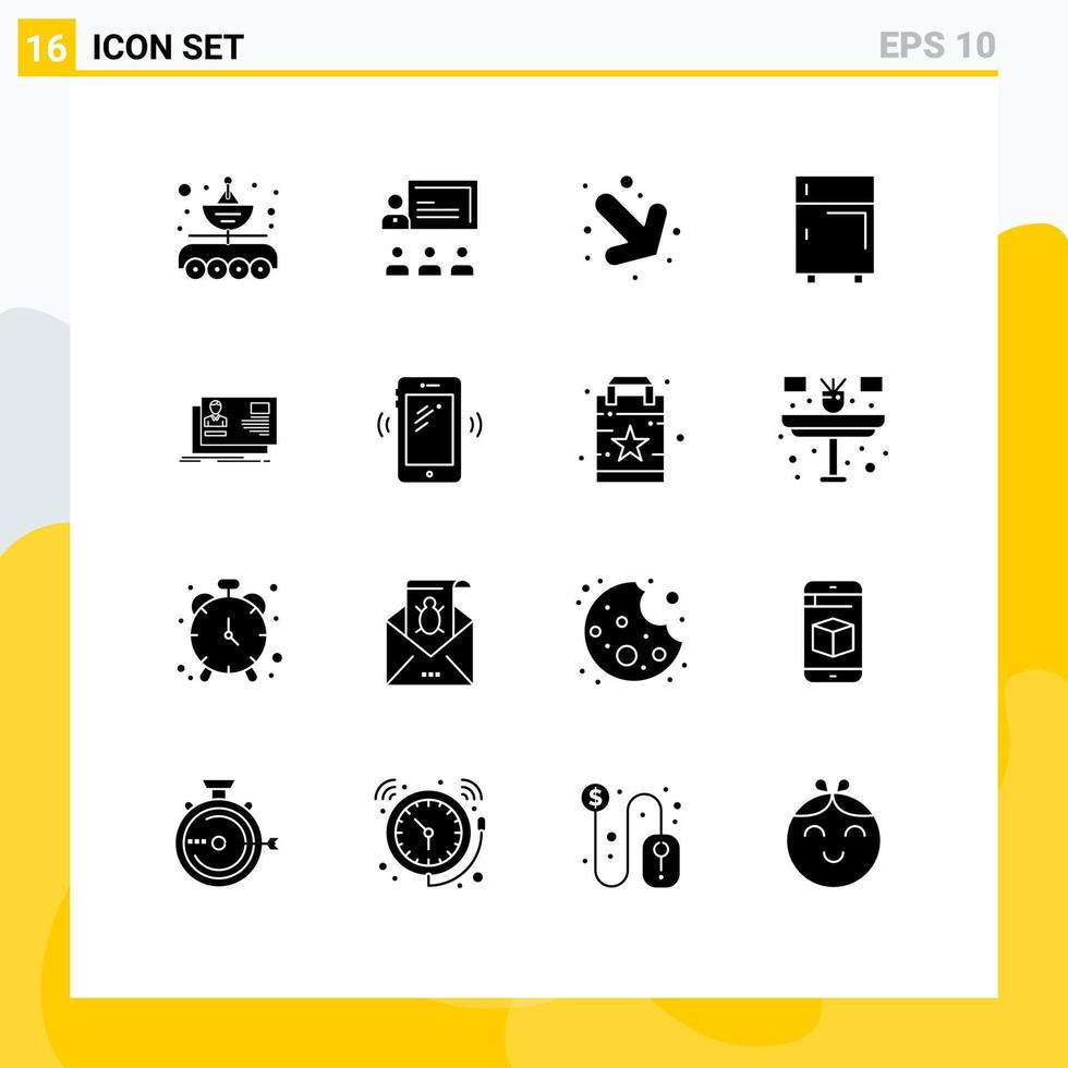 Group of 16 Solid Glyphs Signs and Symbols for freeze electronic leadership electric right Editable Vector Design Elements