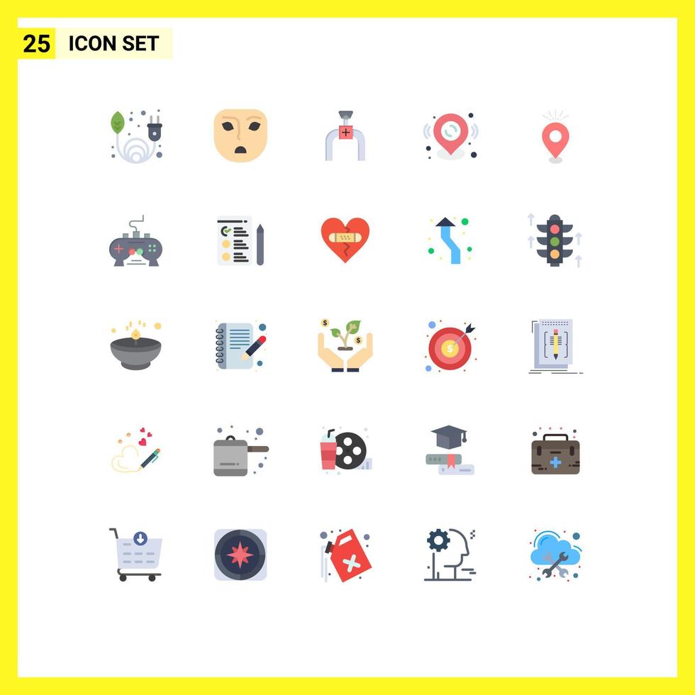 Universal Icon Symbols Group of 25 Modern Flat Colors of holiday pin gas location location Editable Vector Design Elements