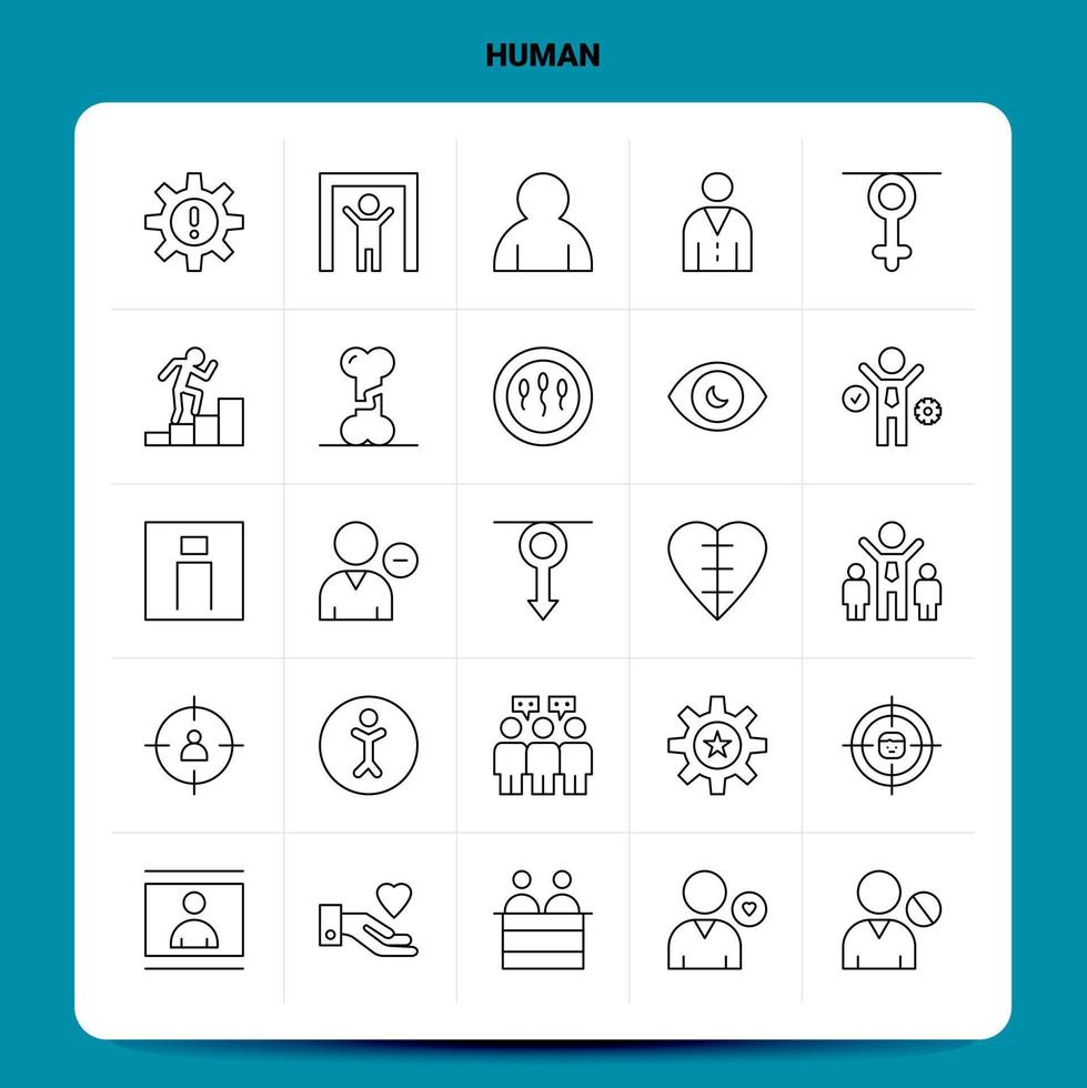 contorno 25 conjunto de iconos humanos diseño de estilo de línea vectorial conjunto de iconos negros paquete de pictogramas lineales diseño de ideas de negocios web y móviles ilustración vectorial vector