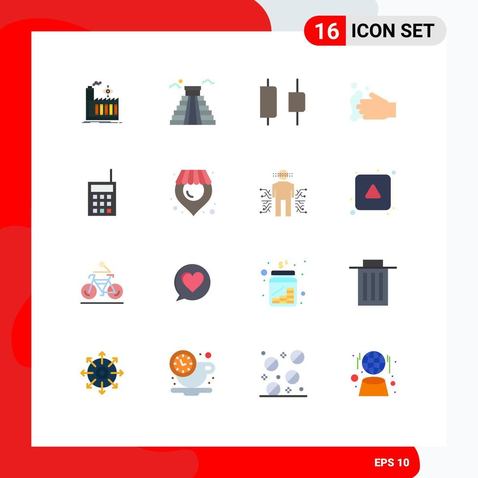 paquete de iconos de vector de stock de 16 signos y símbolos de línea para dispositivos de radio lavado central paquete editable a mano de elementos creativos de diseño de vectores