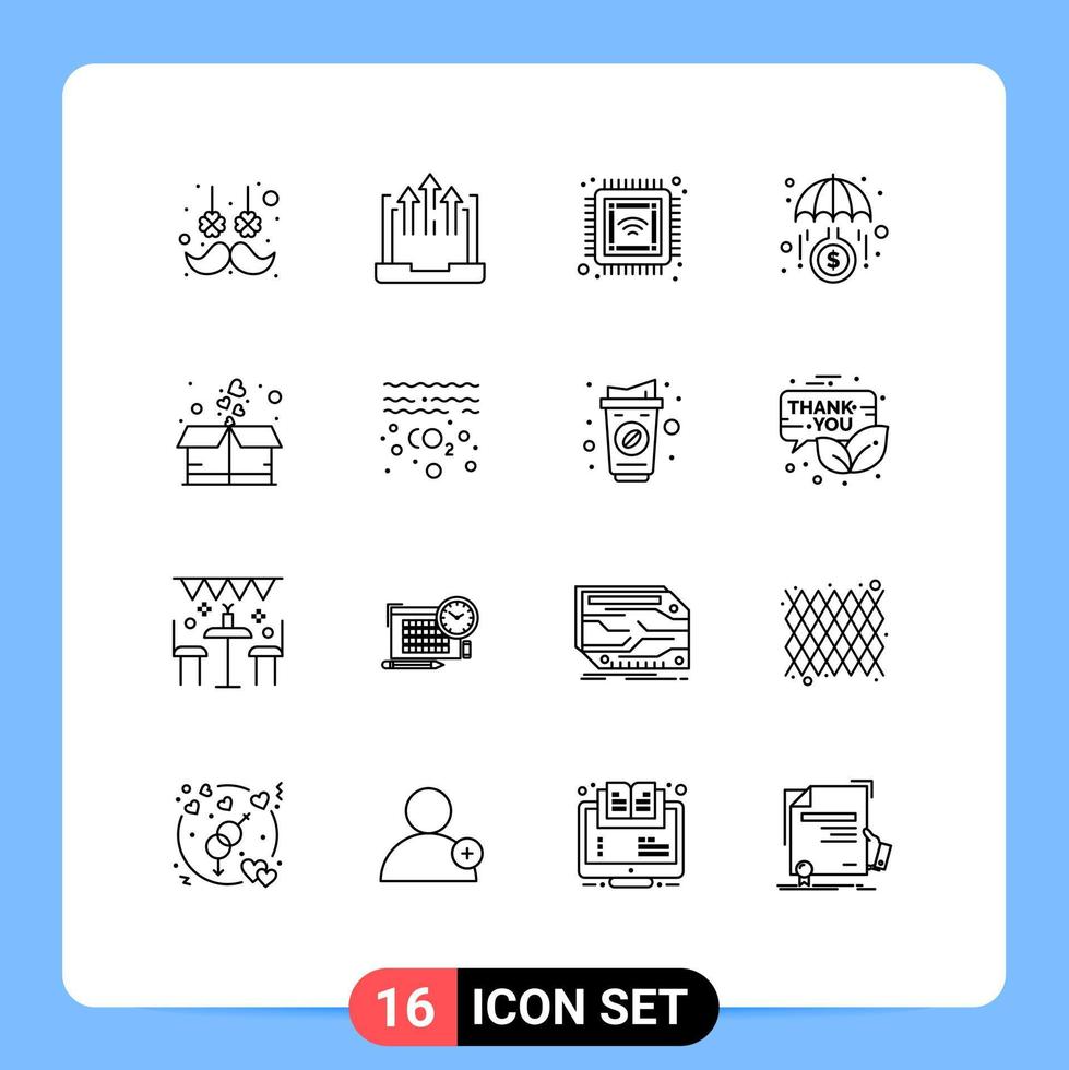 Universal Icon Symbols Group of 16 Modern Outlines of box invest report growth smart Editable Vector Design Elements