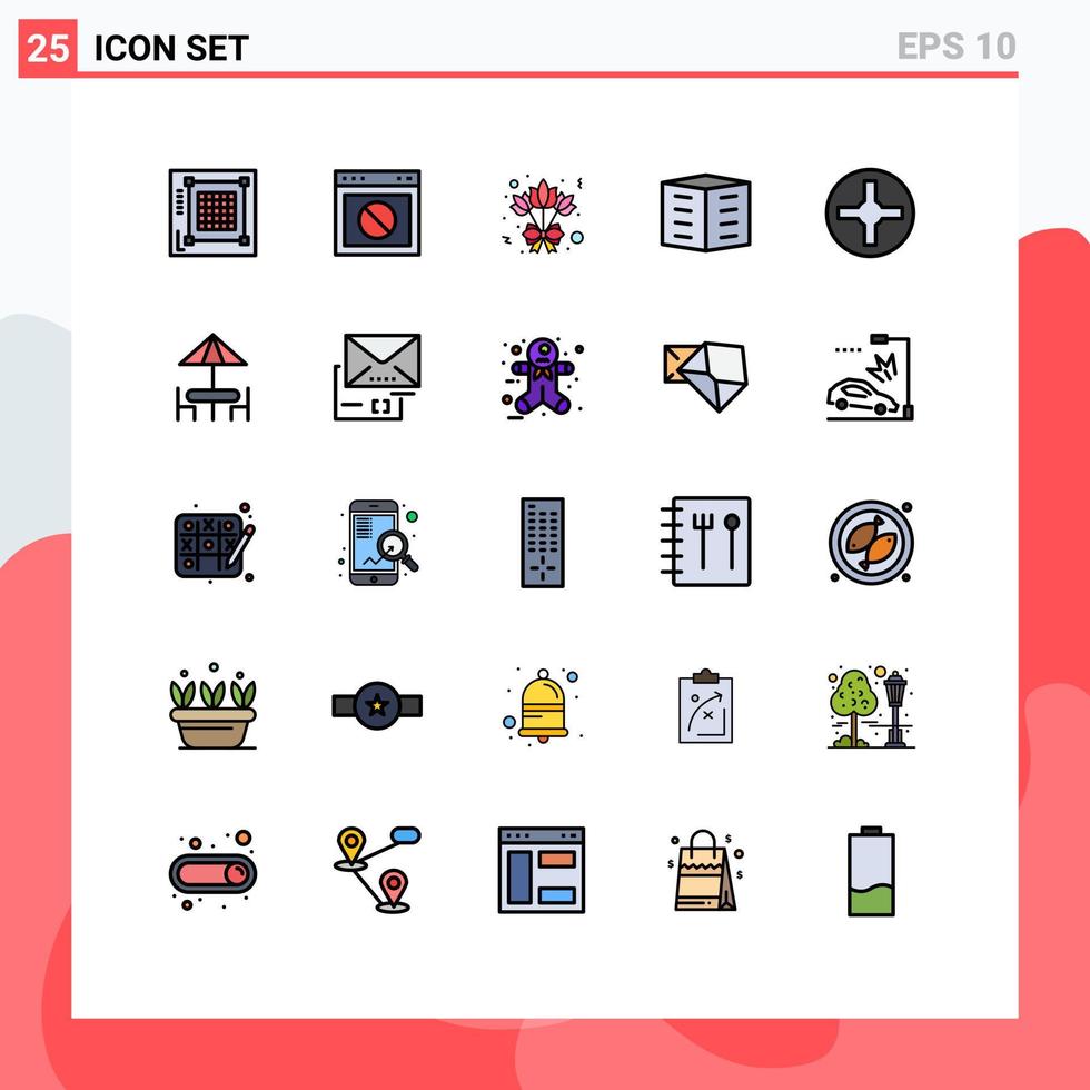 User Interface Pack of 25 Basic Filled line Flat Colors of office blocks city building web building rose Editable Vector Design Elements