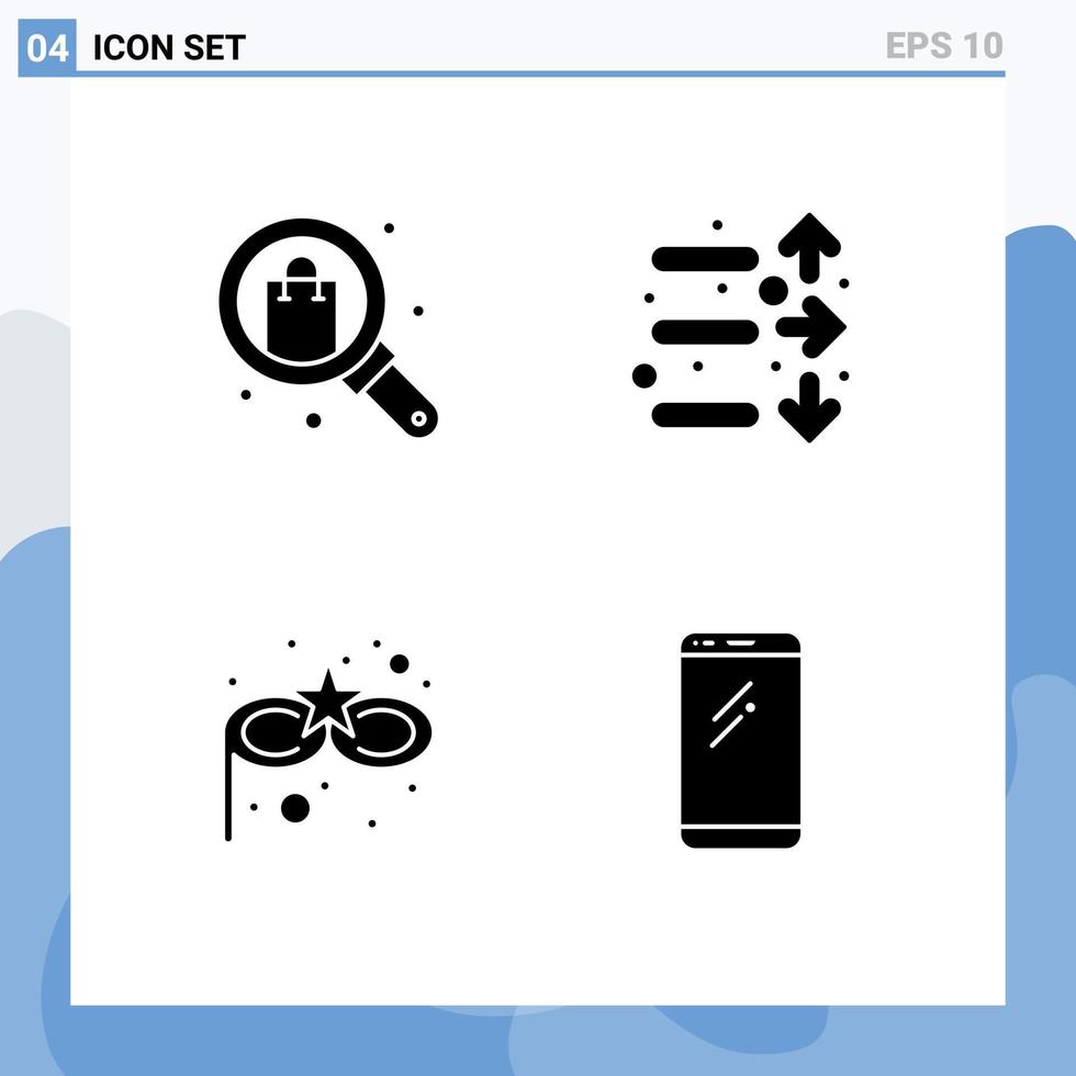 4 Creative Icons Modern Signs and Symbols of browse carnival mask shop economy eye Editable Vector Design Elements