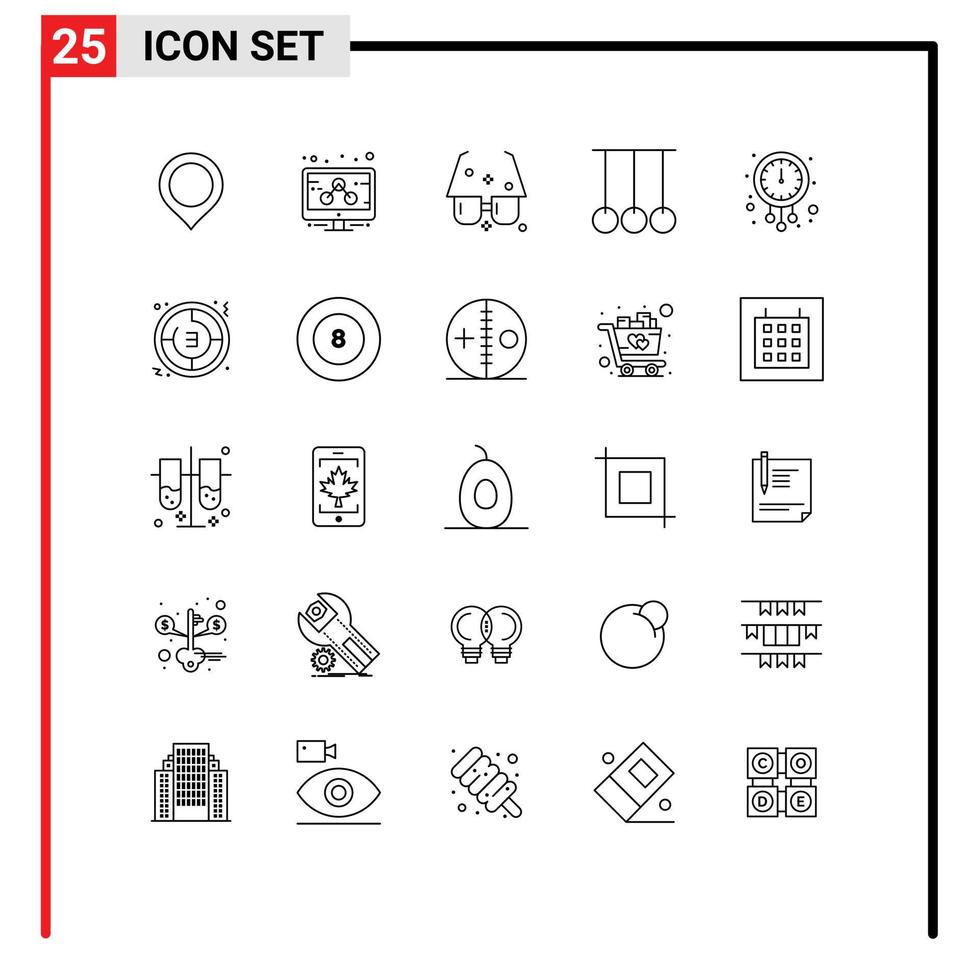 25 Universal Lines Set for Web and Mobile Applications midnight sport modern rings competition Editable Vector Design Elements
