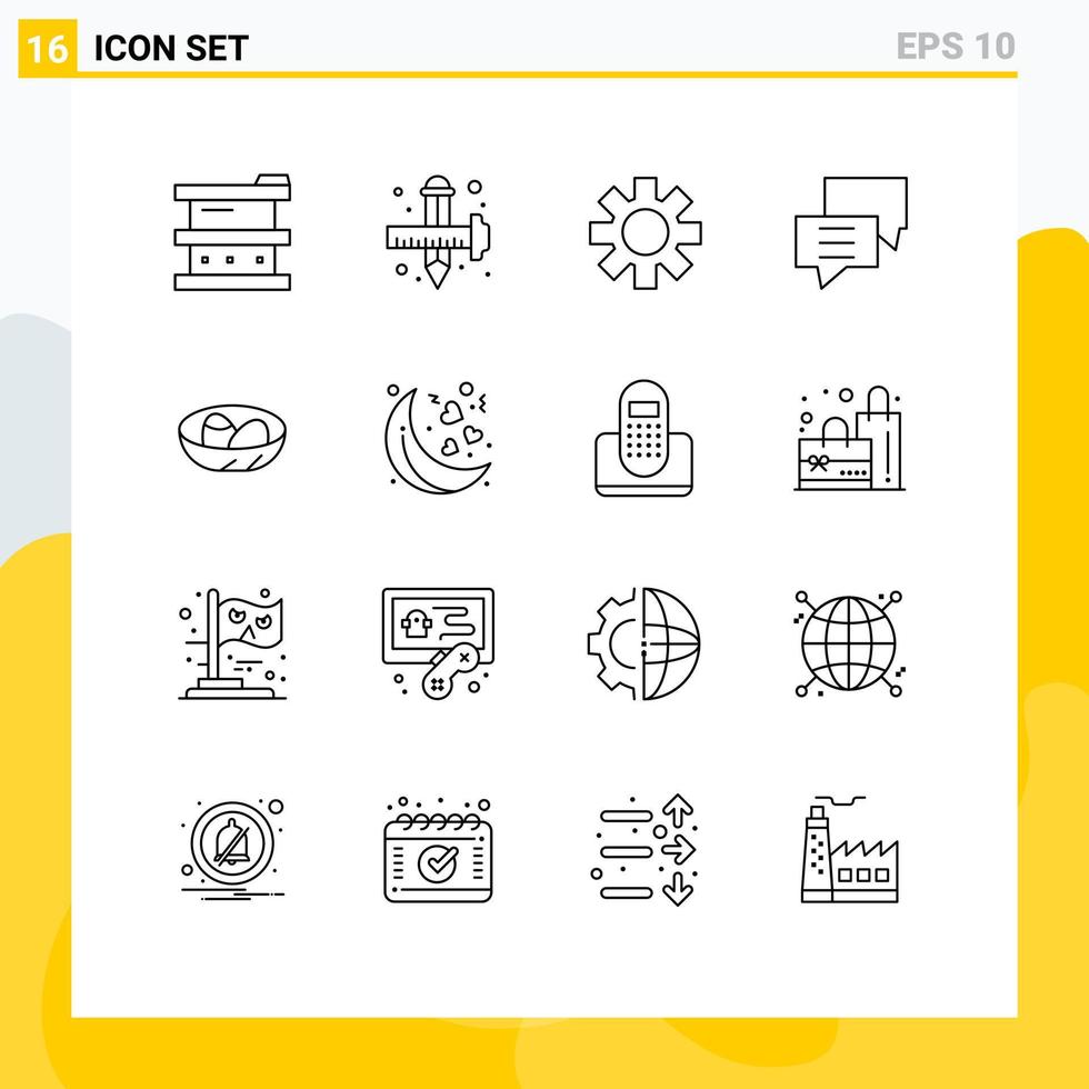 Modern Set of 16 Outlines and symbols such as group customer drawing chat gear Editable Vector Design Elements