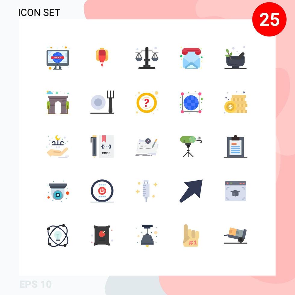 25 Flat Color concept for Websites Mobile and Apps bowl grinding balance call email Editable Vector Design Elements