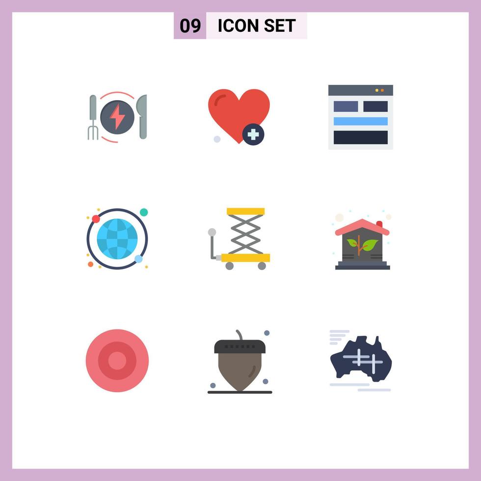 9 Flat Color concept for Websites Mobile and Apps construction world wide contact internet global Editable Vector Design Elements