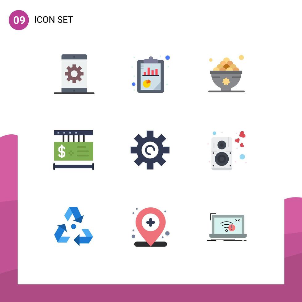 Set of 9 Modern UI Icons Symbols Signs for shopping tag seo analysis price lunch Editable Vector Design Elements