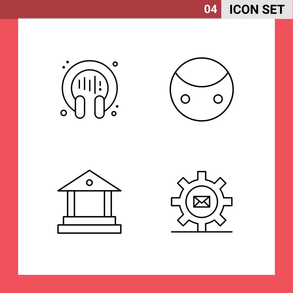 grupo de 4 signos y símbolos de colores planos de línea rellena para la configuración de simbolismo de soporte bancario de comunicación elementos de diseño vectorial editables vector