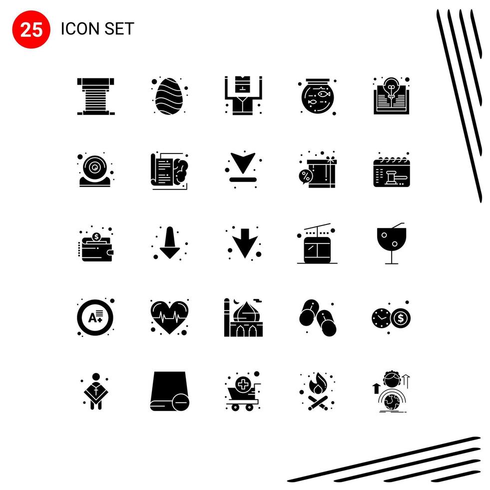 Universal Icon Symbols Group of 25 Modern Solid Glyphs of book pet spring fish security Editable Vector Design Elements