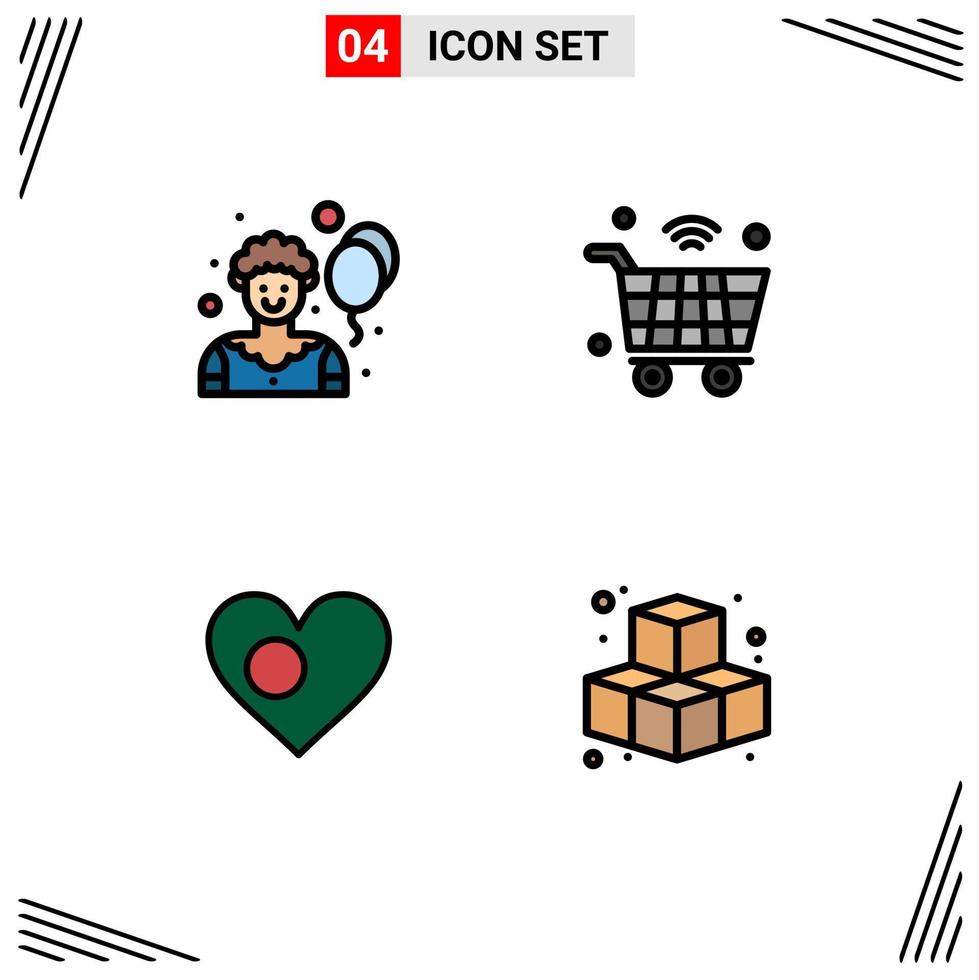 Set of 4 Modern UI Icons Symbols Signs for circus bangla cart iot country Editable Vector Design Elements