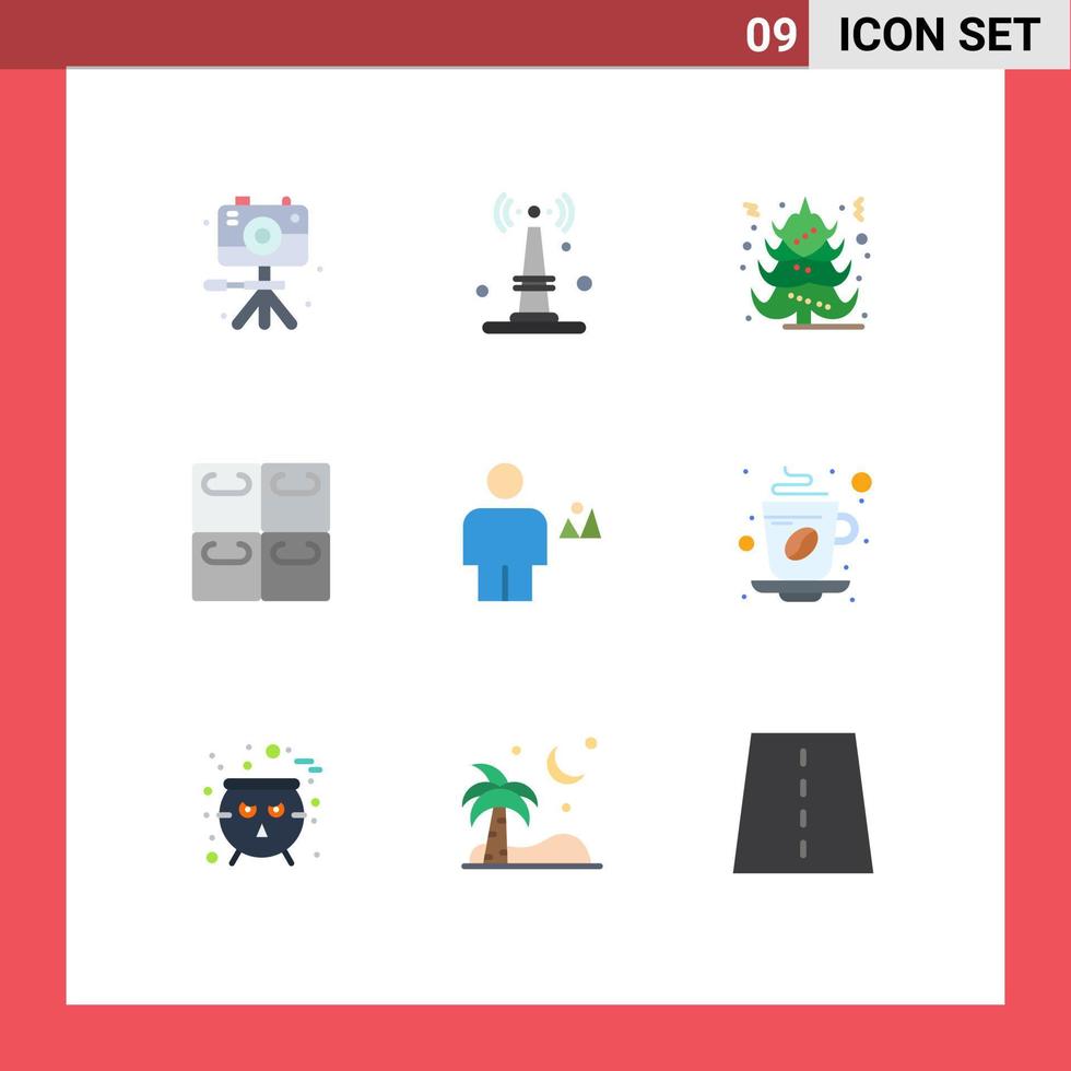 Universal Icon Symbols Group of 9 Modern Flat Colors of human body christmas avatar seafood Editable Vector Design Elements