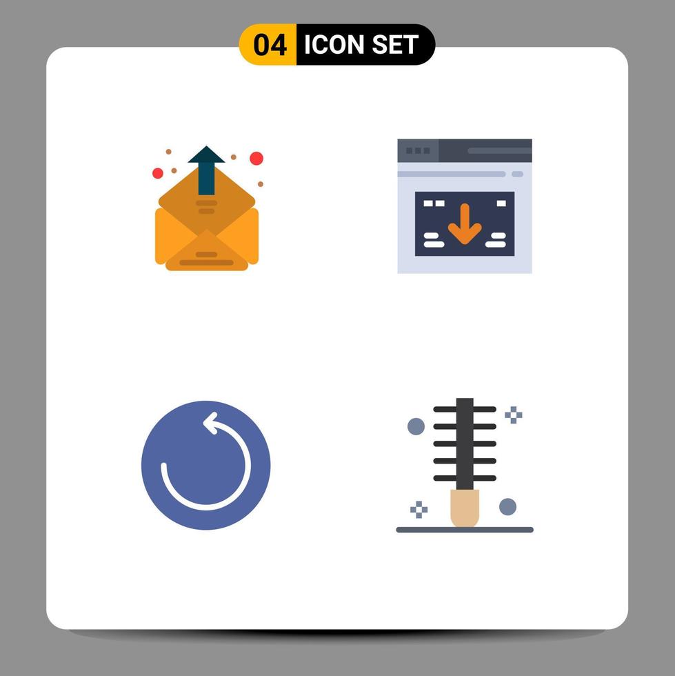 paquete de 4 iconos planos creativos de elementos de diseño vectorial editables de máquina de tiempo web de correo de copia de seguridad de contacto vector
