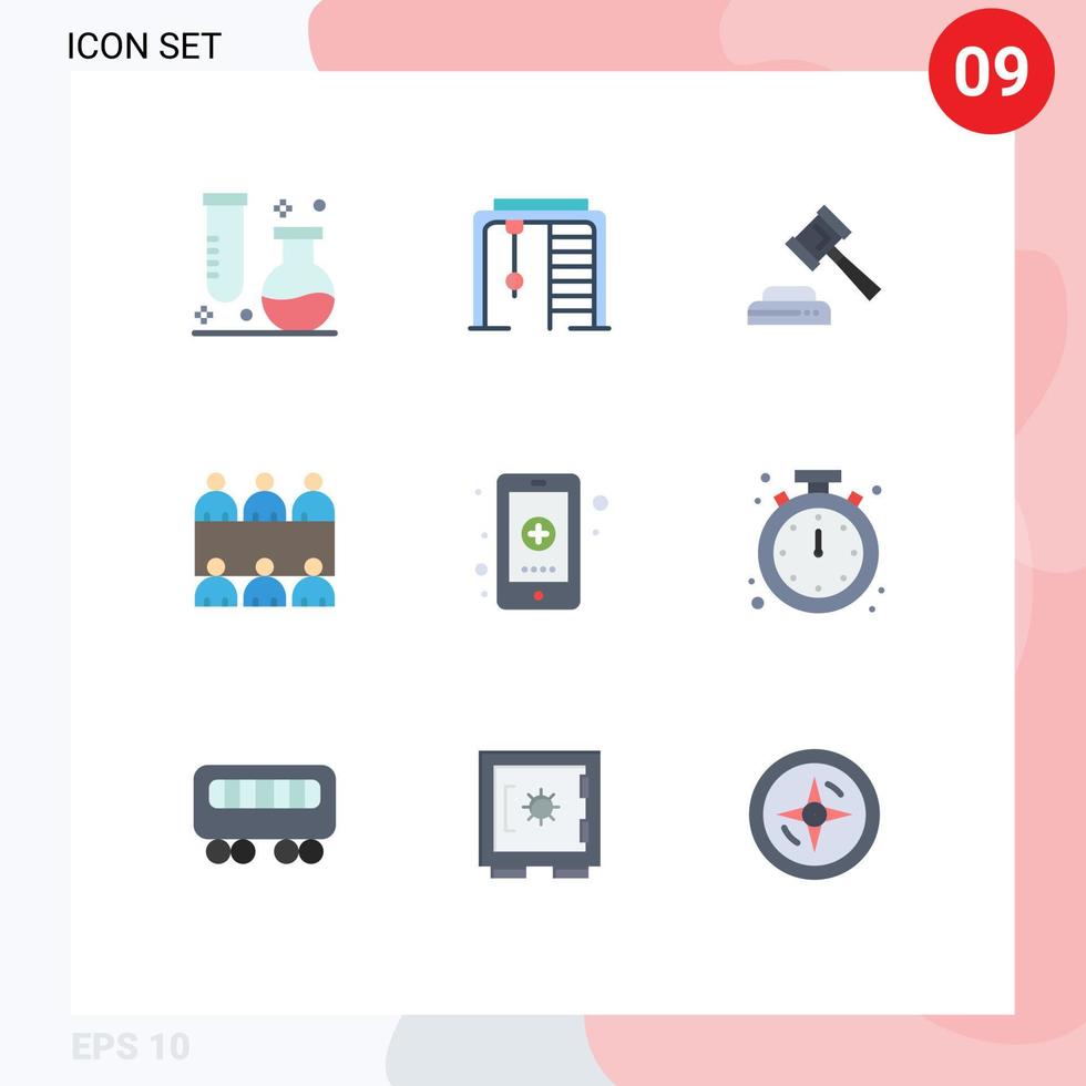 9 Flat Color concept for Websites Mobile and Apps hospital app game table conference Editable Vector Design Elements