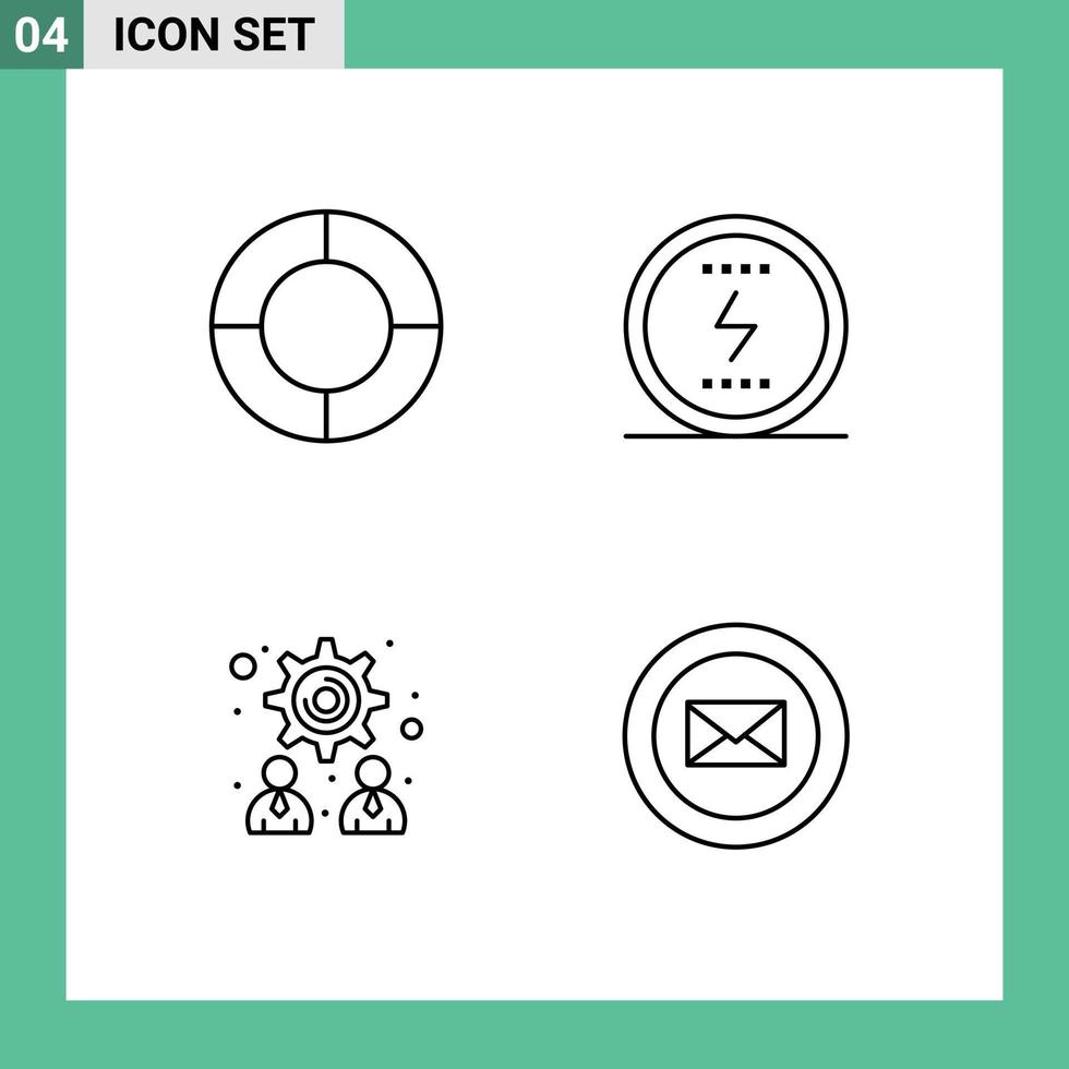 Group of 4 Modern Filledline Flat Colors Set for chart strategy energy seo mail Editable Vector Design Elements