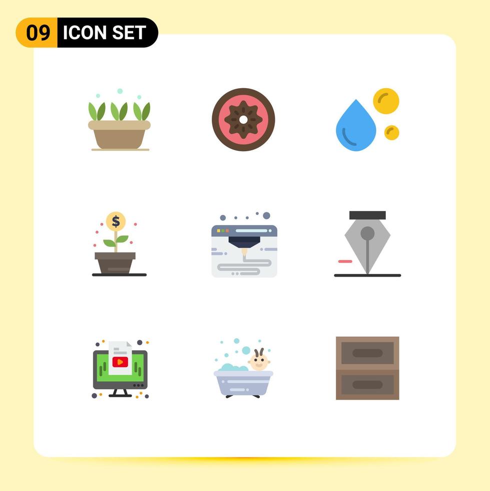 Set of 9 Modern UI Icons Symbols Signs for money growth slice earnings natural oil Editable Vector Design Elements