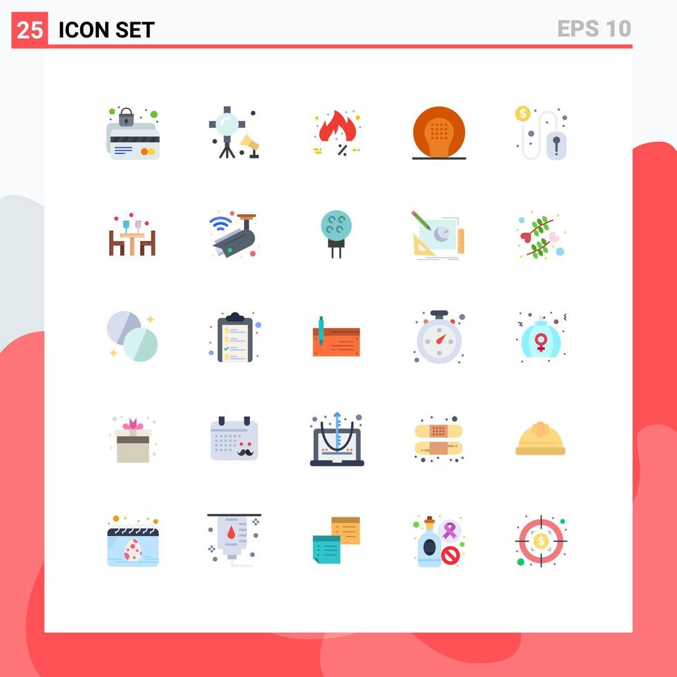 Flat Color Pack of 25 Universal Symbols of ball activities studio lightning trending hot Editable Vector Design Elements