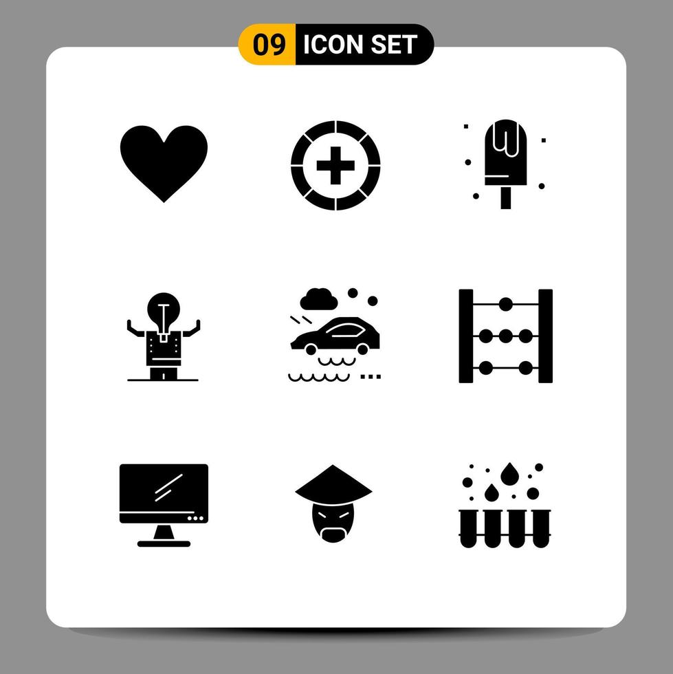 Group of 9 Solid Glyphs Signs and Symbols for man business health sweet ice Editable Vector Design Elements