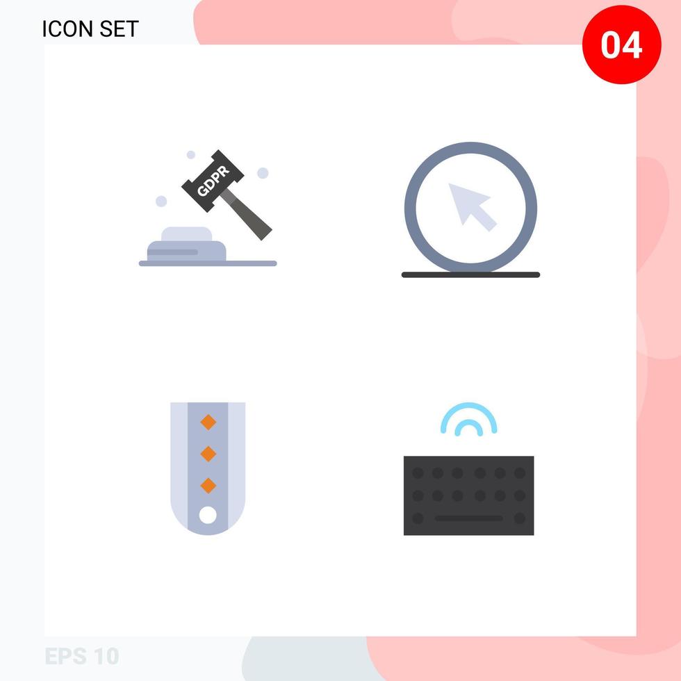 Universal Icon Symbols Group of 4 Modern Flat Icons of enforcement pointer law cursor insignia Editable Vector Design Elements