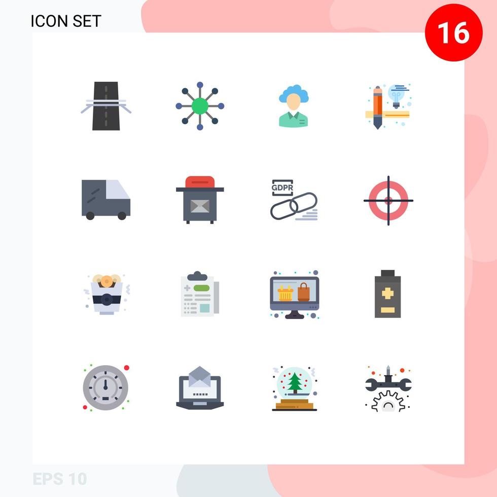 Stock Vector Icon Pack of 16 Line Signs and Symbols for tools creative outsource resource manager Editable Pack of Creative Vector Design Elements