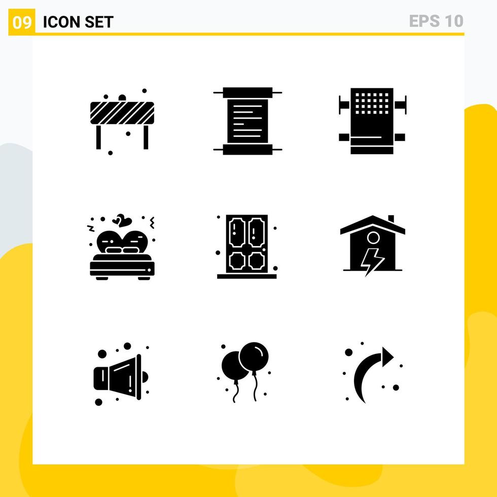 9 Creative Icons Modern Signs and Symbols of window home bath door valentine Editable Vector Design Elements