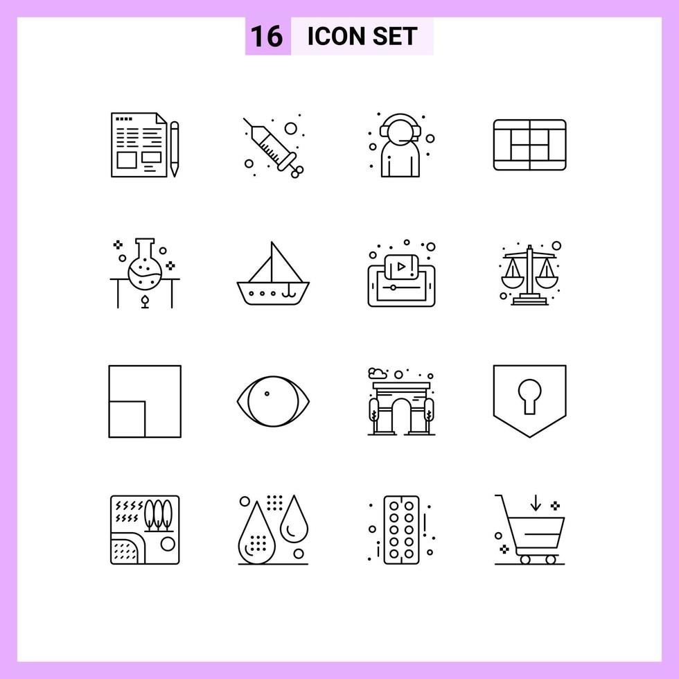 16 Creative Icons Modern Signs and Symbols of science laboratory assistant tennis support Editable Vector Design Elements